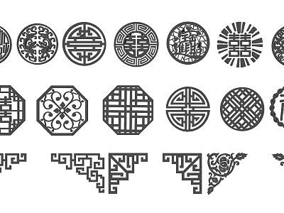 Traditional Carving Patterns With Circular Octagonal Geometric Shapes And Corner Ornaments 3d model