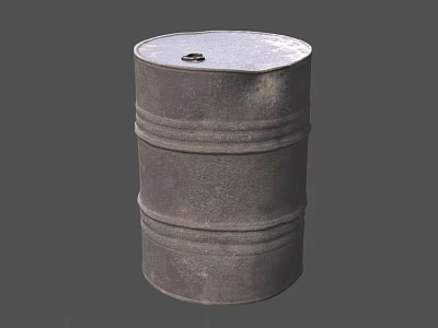 Industrial Equipment Metal Storage Drum With Rustic Weathered Surface And Horizontal Reinforced Bands 3d model