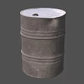 Industrial Equipment Metal Storage Drum With Rustic Weathered Surface And Horizontal Reinforced Bands