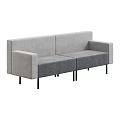 Modern Gray Three Seater Sofa with Modular Design and Black Legs 3d model