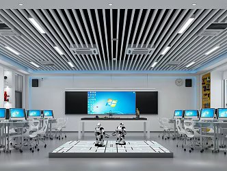 Modern Classroom Robot Classroom 3d model
