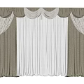Elegant Double Layer Curtains With Beige Thick Outer And White Sheer Inner Panels 3d model