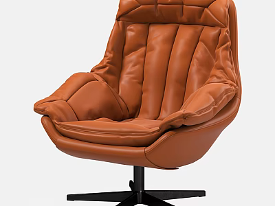 Stylish Orange Leather Accent Chair with Padded Backrest Swivel Black Base for Living Room Comfort 3d model