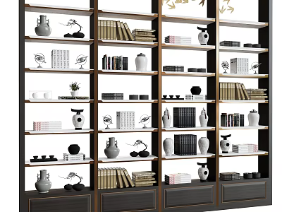 Locker Wall Cabinet Ornaments Books Vase Jar 3d model