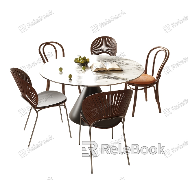 Modern Dining Table and Chair Combination Round Dining Table Shell Chair Dining Chair model