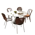 Modern Dining Table and Chair Combination Round Dining Table Shell Chair Dining Chair 3d model