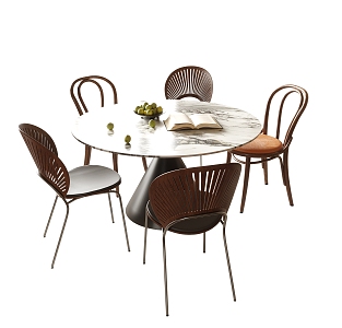 Modern Dining Table and Chair Combination Round Dining Table Shell Chair Dining Chair 3d model