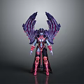 Woman With Purple Pink Wings In Ornate Outfit And Armor Elements Standing