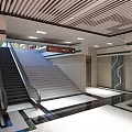 Spacious Subway Station Corridor With Red Billboards Exit Signs Shiny Floor And Modern Ceiling Design