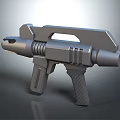 Futuristic Sci Fi Weapon With Metallic Gray Design And Tactical Grip Handle 3d model