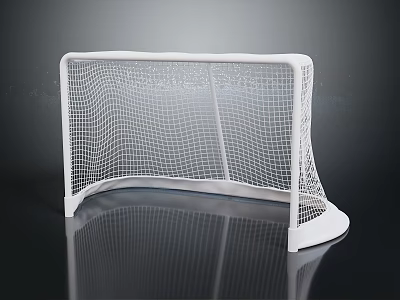 White Ice Hockey Goal With Net Frame And Stable Base For Training 3d model