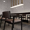 Modern Dining Table Set With Upholstered Chairs And Gold Pendant Lights