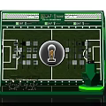 Soccer Field Display Model With Trophy And Player Position Layout On Green Base