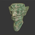 Ancient Style Green Jade Carved Mask As Traditional Costume Decorative Accessory