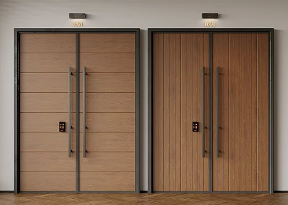 Double door swing door entry door security door opposite door number 3d model