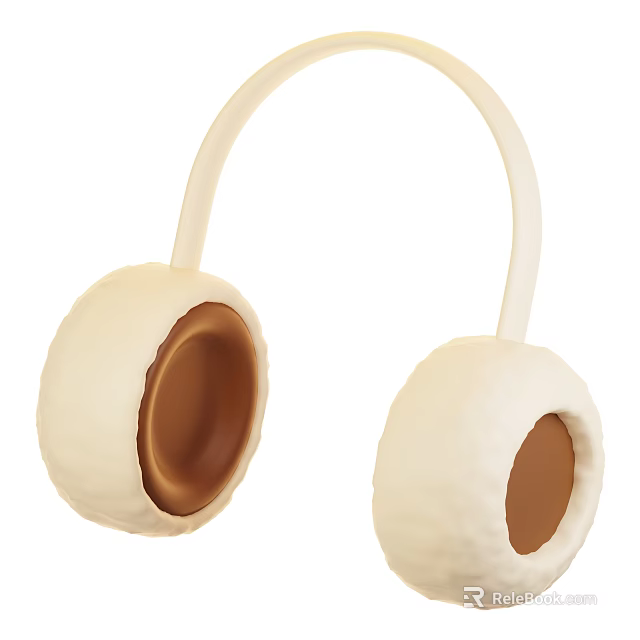 White Over Ear Headphones With Brown Soft Ear Cushions And Ergonomic Design 3d model 