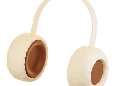 White Over Ear Headphones With Brown Soft Ear Cushions And Ergonomic Design 3d model