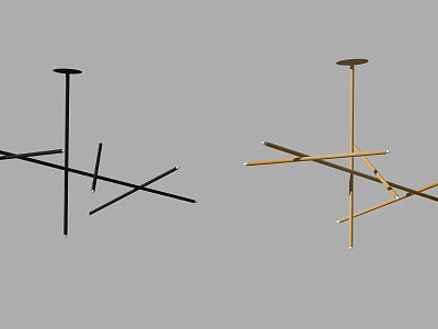Modern Black and Gold Chandeliers with Crossed Lines Design Two Stylish Pieces 3d model
