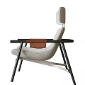 Comfortable Modern Leisure Chair Design With Beige Cushion Brown Accent And Black Frame