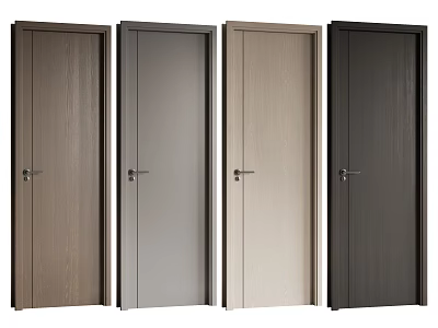 Various Colored Hinged Doors With Wooden And Neutral Tones For Home Interior 3d model