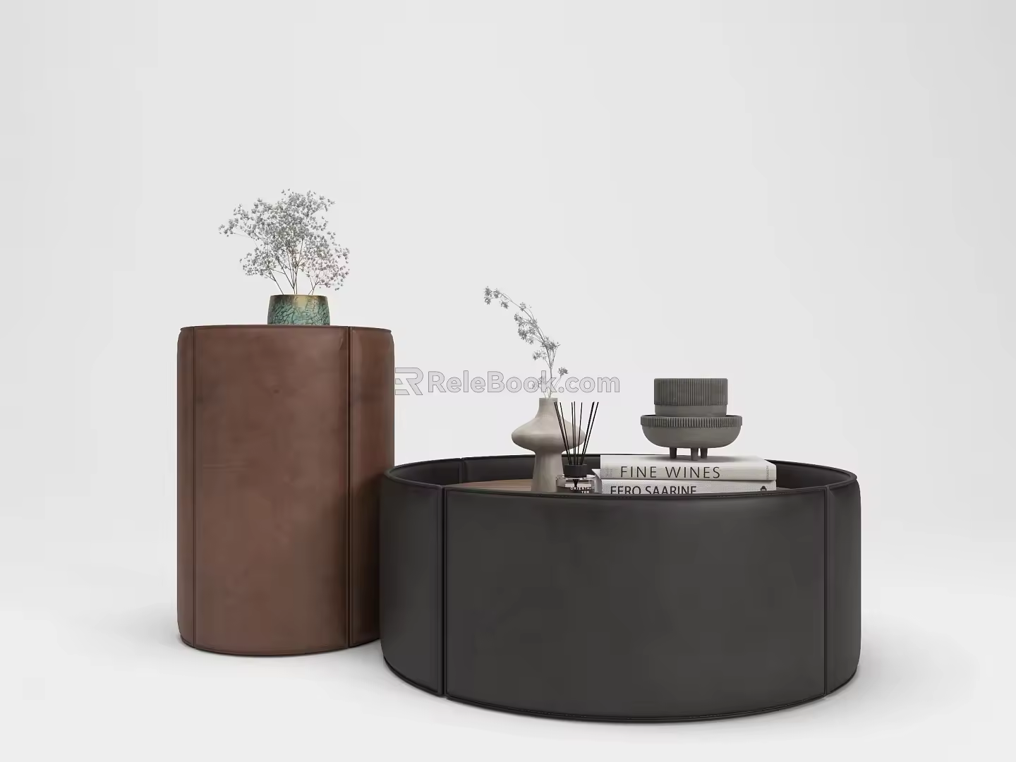 Minimalist Style Coffee Table Combination Furniture Soft-fitting Coffee Table Side Table 3d model