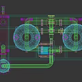 Industrial Processing Equipment With Blue Tanks Pipes Pump And Metal Frame