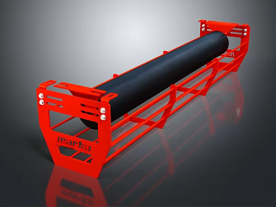 Pandjiris Heavy Duty Red Support Structure With Black Cylindrical Industrial Roller 3d model