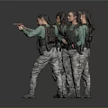 Group Of Women In Tactical Gear Holding Rifles Wearing Green Shirts And Camouflage Pants