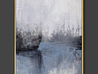 Modern Abstract Painting With Gray Blue Tones Textured Brushstrokes And Layered Design 3d model
