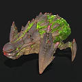 Fierce Monster With Green Slime Spikes Sharp Claws And Red Eyes
