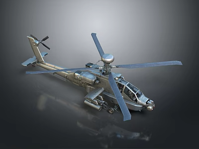 Detailed Military Helicopter 3D Rendering With Rotor Blades Cockpit And Metallic Finish 3d model