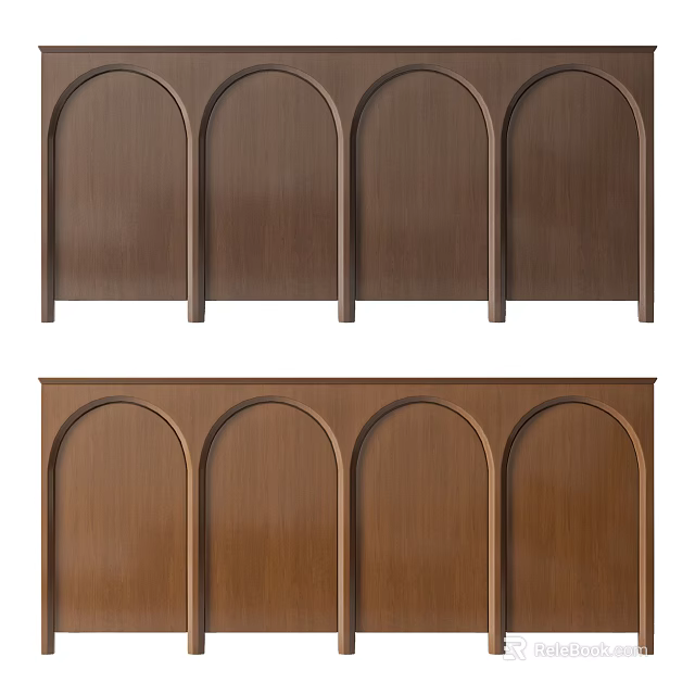 Wooden Entryway Cabinet And Side Cabinet With Arched Panel Design For Modern Home Storage 3d model 