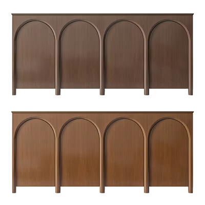 Wooden Entryway Cabinet And Side Cabinet With Arched Panel Design For Modern Home Storage 3d model