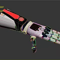 White Robotic Arm With Red Accent Black Joints And Mechanical Fingers
