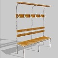 Wooden Stool Bench Changing Stool Wooden Iron Frame 3d model