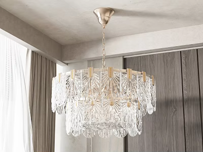 Elegant Gold Crystal Chandelier Featuring Intricate Decorative Design For Interior Space 3d model