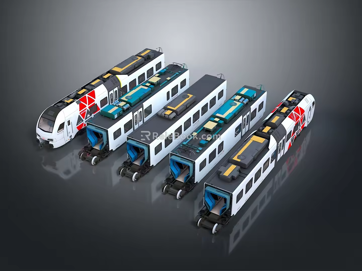 modern train light rail subway high-speed rail 3d model