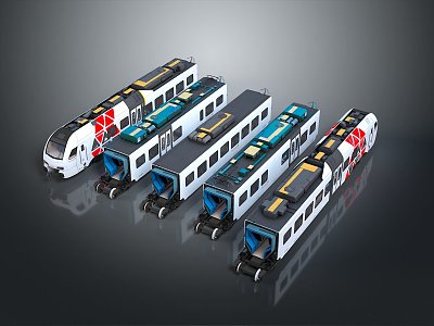 modern train light rail subway high-speed rail 3d model