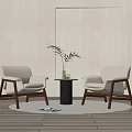 Leisure chair recliner side corner table 3d model