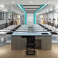 Modern Science Laboratory Interior With Rows Of Desks And Equipment