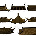 Traditional Chinese Architectural Roof Components With Diverse Eave Designs And Tile Patterns 3d model