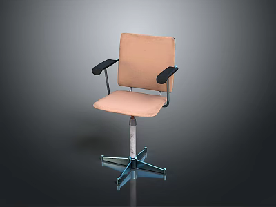 Beige Upholstered Office Chair With Black Armrests And Metal Five Star Base 3d model
