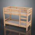 Wooden Bunk Bed With Two Tier Design Safety Rails And Solid Wood Frame
