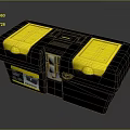 Blue and Yellow Hard Case Toolbox With Twin Lids Secure Lock Design 3d model