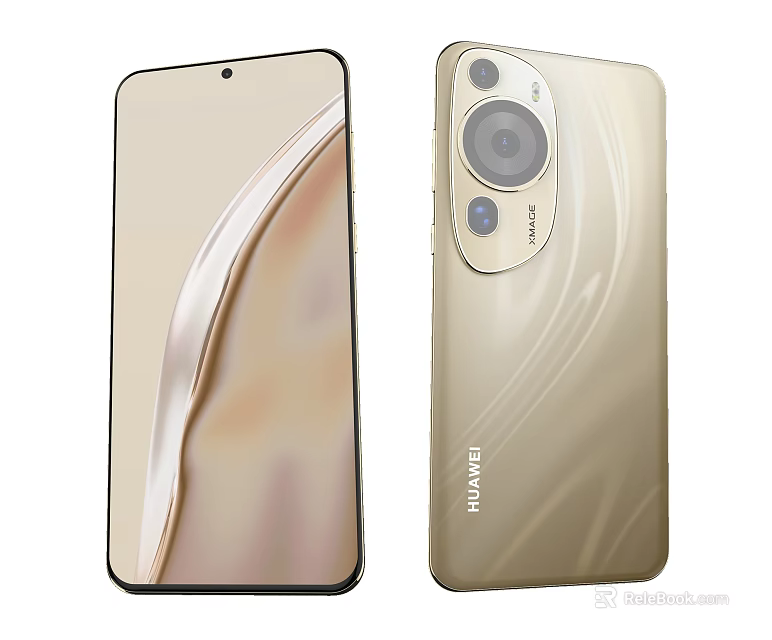 Huawei Premium Smartphone With Golden Curved Design And Rear Camera Module 3d model 