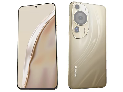 Huawei Premium Smartphone With Golden Curved Design And Rear Camera Module 3d model