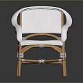Modern Leisure Chair with White Wicker Seat Light Wooden Frame and Armrests Comfortable Design