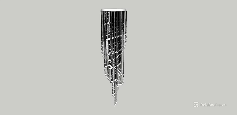 Modern Crystal Chandelier With Dangling Silver Metal Chains Decorative Design 3d model 