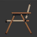 Modern Folding Leisure Chair With Wooden Frame Beige Fabric Seat And Armrests
