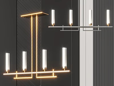 Modern Linear Chandelier With Sleek Metal Frame And White Glass Shades For Interior Decor 3d model